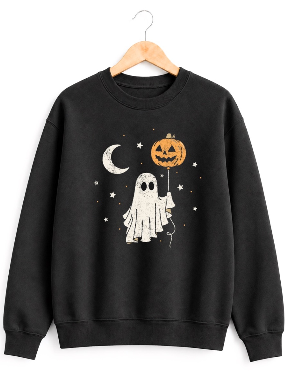 Gildan Black Ghost & Pumpkin Halloween Sweatshirt